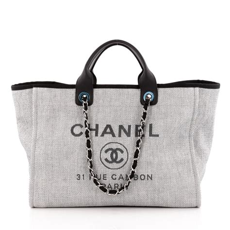 authentic chanel deauville tote